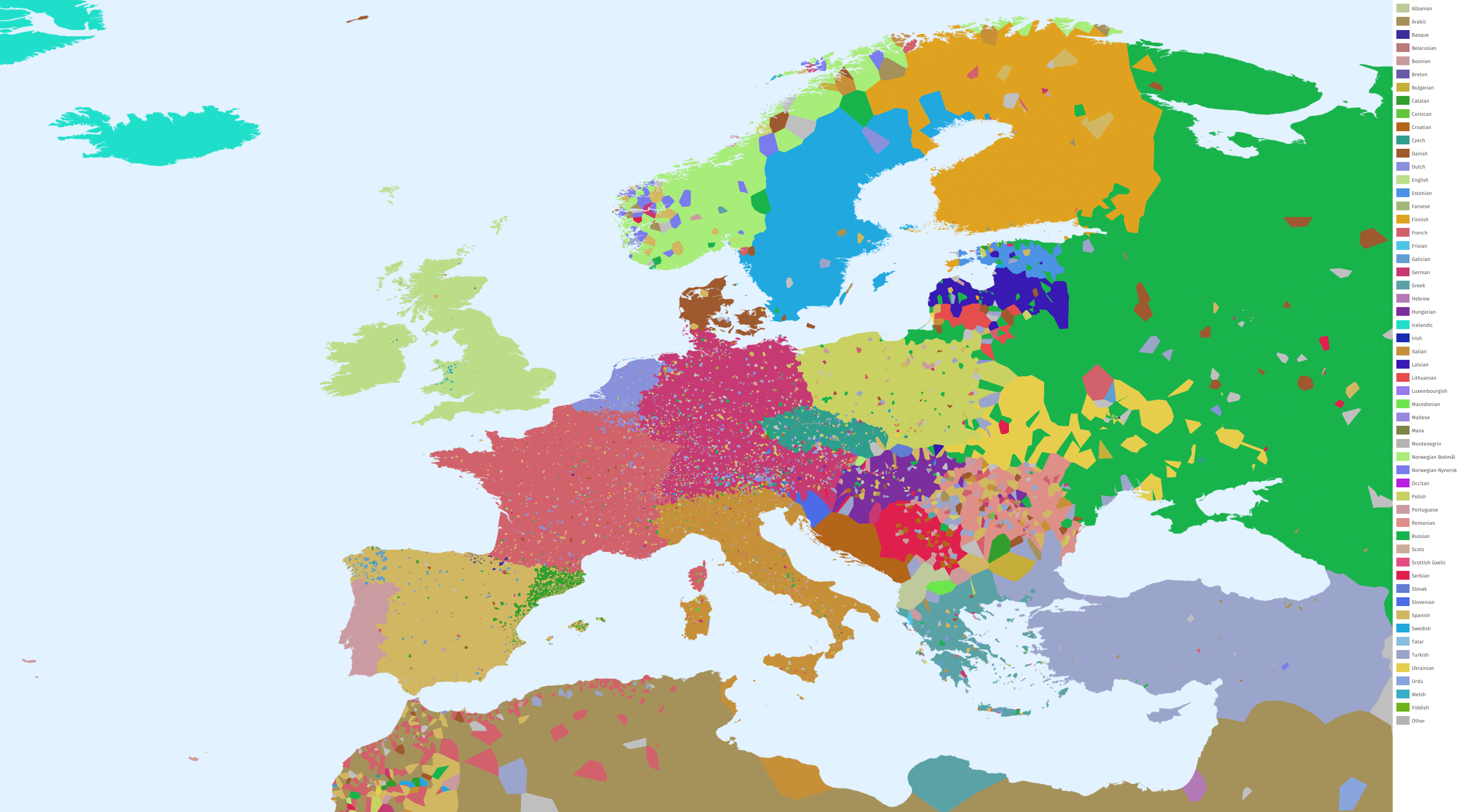 Linguistic map of Europe